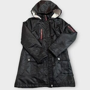 Urban Republic Black Faux Fur Lined Hooded Winter Warm Coat Jacket Women's Small